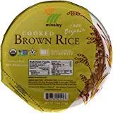 Minsley Cooked Brown Rice Bowl, 100 Percent Organic, Microwave Ready in 90 Seconds, 7.4-Ounce Bowls, Pack of 12
