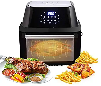 120V 16.91Quarts / 16L Air Fryer 1800W Less oil, cooking with the air convection Fryer Oven pork chops, chicken, fries , sausage, bacon, stuffed peppers, cinnamon rolls, Cornish game hens. All great tasting.