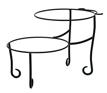 American Metalcraft TLSP1219 Wrought Iron Pizza Stand with Curled Feet, Two-Tier, 12" H x 19" W, Black
