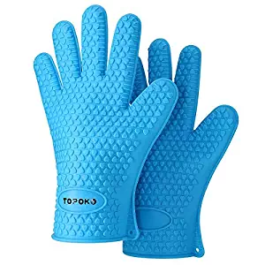 TOPULORS 2019 BBQ Grilling Gloves Oven Mitts Gloves for Cooking Baking Barbecue Potholder-Blue