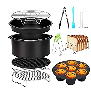 XL Air Fryer Accessories 8 Inch, Set of 10 Pcs for Gowise Phillips Cozyna Airfryer XL 3.8QT-5.8QT, Extra Gift 4PCS Barbecue Needle