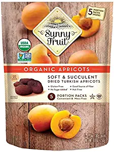 ORGANIC Turkish Dried Apricots - Sunny Fruit - (5) 1.76oz Portion Packs per Bag | Purely Apricots - NO Added Sugars, Sulfurs or Preservatives | NON-GMO, VEGAN, HALAL & KOSHER