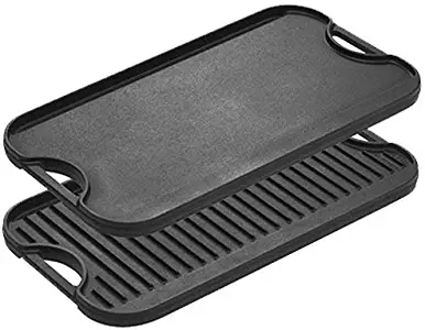 Lodge Pro-Grid Cast Iron Reversible Grill/Griddle Pan with Easy-Grip Handles, 10.5" x 20"