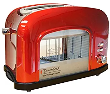 iTouchless Candy Apple Red See-through Automatic 2-Slice Bread Toaster