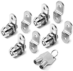 Tubular Cam Lock with 5/8" Cylinder and Chrome Finish, Keyed Alike 4 Pack with 2 Keys, 1 1/4" Cam and Offset Cam