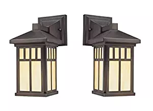 Westinghouse 6732800-2pack 6732800 Burnham One-Light Exterior Wall Lantern on Steel with Honey Art Glass, Finish (2 Pack, Oil-Rubbed Bronze)