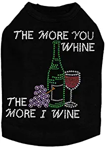 Wine Bottle, Glass & Grapes - The More You Whine, 2XL Black