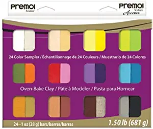 Polyform Premo Clay Sampler Pack, Assorted Colors, 24-Pack