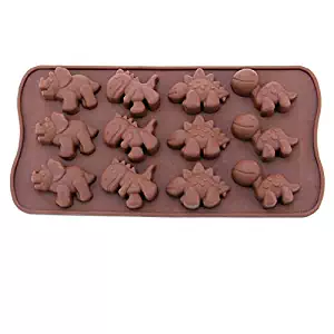 12-Cavity Silicone Mini Dinosaur Cake Chocolate Candy Mold, Non Stick Flexible DIY Baking Molds Pans for Making Crayons, Soap, Cake, Bread, Jelly, Chocolate, Candy