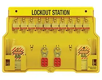 Master Lock Lockout Tagout Station, Group Lockout Station with Cover, 10 Lock Capacity, 1483B