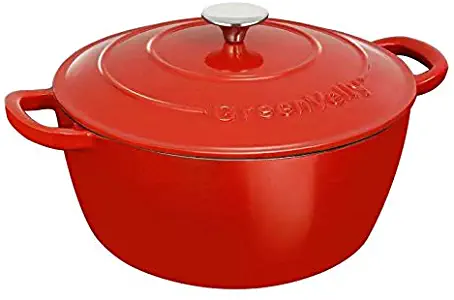 Pataku Enameled Cast Iron Covered with Dutch Oven Classic with Dual Handle, Lodge 4.5-Quart, Red