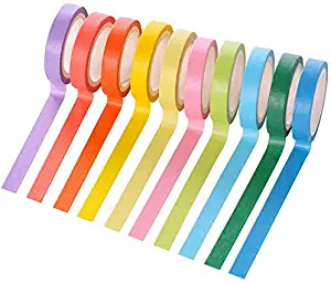 10PCS Colored Crafting Tape, 10 Different Color Rolls for 0.3Inch Washi Tape, Labeling or Coding - Art Supplies for Kids - - Masking Tape,for Arts & Crafts