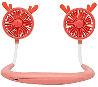 Thinktoo Hands Free Portable Neck Fan - Rechargeable Mini USB Personal Fan Battery Operated with 3 Level Air Flow, LED lights for Home Office Travel Indoor Outdoor