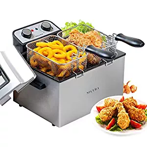 Secura 1800W Large Stainless Steel Electric Deep Fryer with Triple Basket and Timer MSAF40DH, 4.0L/4.2Qt, Professional Grade