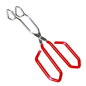 |Upgraded| 11’’ Premium Stainless Steel Scissor Tongs Extra Long With Red Silicone Handle by Okey Kitchen | Great Scissors Tongs For Kitchen, Food, Cooking, Baking & BBQ
