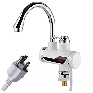 A.B Crew 110V 3sec Instant Tankless Electric Hot Water Heater Faucet Kitchen Fast Heating Tap Water Faucet with LED Digital Display(Small Under Inflow)