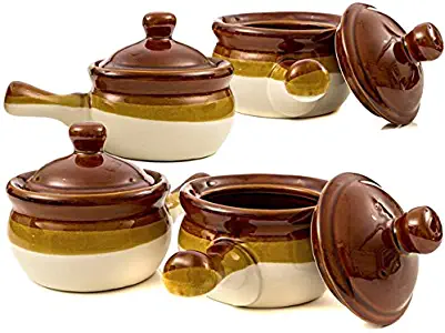 French Onion Soup Crock Bowls with Handles, 15 Ounce - Set of 4