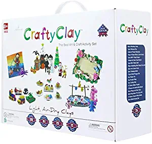 Crafty Clay Air Dry Modeling Kit for Kids - Soft Sculpting Airdry Multi Colored Clay - 27 x Molding Tools & Accessories - Non Greasy & Self Drying - Complete Art Set for Children with 120 Projects