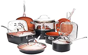 Gotham Steel 1752 Ultimate 15 Piece All in One Chef’s Kitchen Set with Non-Stick Ti-Cerama Copper Coating – Includes Skillets, Stock Pots, Deep Fry Basket and Shallow Square Pan