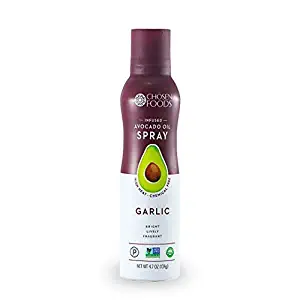 Chosen Foods Garlic Avocado Oil Spray 4.7 oz., Non-GMO, 500° F Smoke Point, Propellant-Free, Air Pressure Only for High-Heat Cooking, Baking and Frying