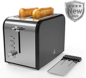 Toaster 2 Slice best rated prime Quickly Black Stainless Steel Bagel Toaster With 2 Wide Slots 6 Shade Settings and Removable Crumb Tray for Bread Waffles