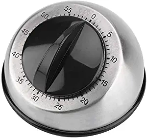 Wallfire 60 Minutes Stainless Steel Kitchen Timer Mechanical Wind-Up Timer Time Reminder Cooking Ring Clock Countdown Timer Quiet Counting Loud Alarm Sound For Adults Kitchen Cooking