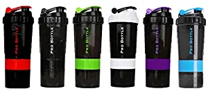 Sport Blender Bottle with Stackable Protein and Supplement Storage and Vitamin Container (White)