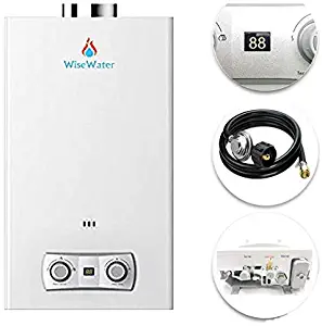 WiseWater Propane Tankless Water Heater 16L, Portable Gas Hot Water Heater with Overheating Protection, 4.2 GPM High Capacity Tankless Water Heater, White