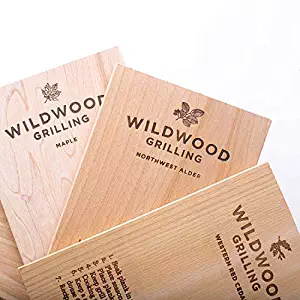 Wildwood Grilling Small Grilling Planks Sampler - 6-Flavor Variety Pack - Cedar, Alder, Cherry, Hickory, Maple, Red Oak - 5"x8"
