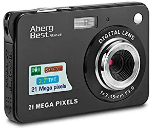AbergBest 21 Mega Pixels 2.7" LCD Rechargeable HD Digital Camera,Video camera Digital Students cameras,Indoor Outdoor for Adult/Seniors/Kids (Black)