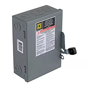 Square D by Schneider Electric D221NCP 30-Amp 240-Volt Two-Pole Indoor General Duty Fusible Safety Switch with Neutral