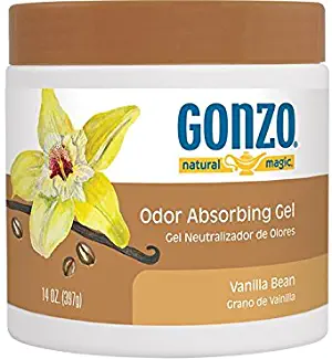 Gonzo Odor Absorbing Gel - Odor Eliminator for Car RV Closet Bathroom Pet Area Attic & More - Captures and Absorbs Smoke Mold and Other Odors - 14 Ounce, Vanilla Bean