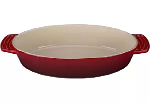 Le Creuset Stoneware Oval Dish, 3-1/2-Quart, Cerise (Cherry Red)