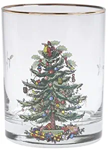 Spode Christmas Tree DOF Glasses with Gold Rims, 14 Ounce-Set of 4