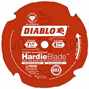 Freud D0704DH Diablo 7-1/4-Inch-by-4-Tooth Polycrystalline Diamond Tipped TCG Hardie Fiber Cement Saw Blade with 5/8-Inch Arbor