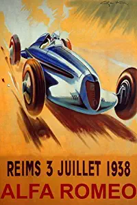 WONDERFULITEMS Reims 1938 France CAR Race ALFA Romeo Speed Racing 20" X 30" Image Size Vintage Poster REPRO