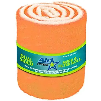 HVAC/Air Filter Media Roll, Orange/White MERV8 Polyester Media with a Heavy Dry Tackifier - 1" x 25" x 10'