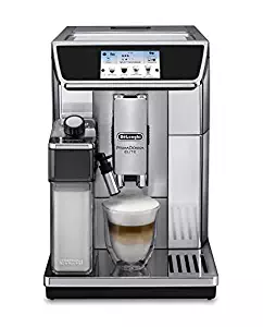 Delonghi super-automatic espresso coffee machine with double boiler, milk frother, chocolate maker for brewing espresso, cappuccino, latte, macchiato & hot chocolate. ECAM65075MS PrimaDonna