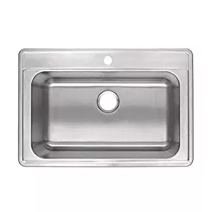 ZUHNE Drop-In Top Mount or Over Mount One Deck Hole Single and Double Bowl Stainless Steel Kitchen Sink (33x22 Single)