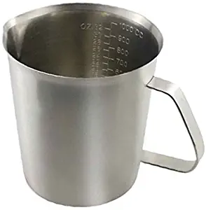 Sissiangle 18/10 Stainless Steel Measuring Cup,Frothing Pitcher with Marking with Handle for Milk Froth, Latte Art (32OZ/1 Liter)