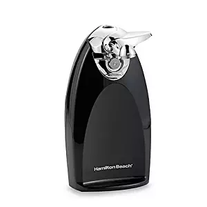 Hamilton Beach® Classic Chrome Heavyweight Electric Can Opener features Bottle Opener, Knife Sharpener and Cord Storage