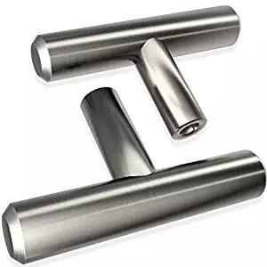 Alpine Hardware | 25 Pack ~ 2" Length | Fine-Brushed Satin Nickel Finish | Solid Steel T-Knob Pull