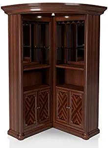 Furniture of America Myron Traditional Wood Corner Home Bar in Dark Cherry