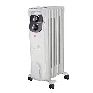 Comfort Zone CZ8008 Silent Electric Oil-Filled Radiator Heater with 360-Degree Swivel Casters, Gray