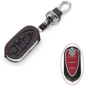 RoyalFox 3 Buttons Genuine Leather flip Folding Remote Key Fob case Cover Keychain for Alfa Romeo Mito Giulietta Brera 4C 159 GTA