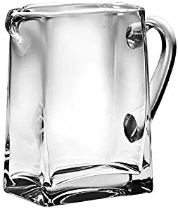 Barski Handmade Rectangle Glass Pitcher with handle, With Spout, Ice Lip, 32 oz., 6.75"H, Made in Europe