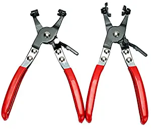 8MILELAKE Hose Clamp Pliers Set,2 Piece, Wide, Flat Band Hose Clamp Plier& Cross Slotted Jaw Pliers