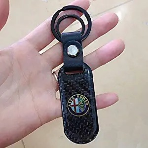 Auto KeyRing For alfa romeo Carbon fibre KeyChain Badge Key Ring Emblem Key Holder Chain