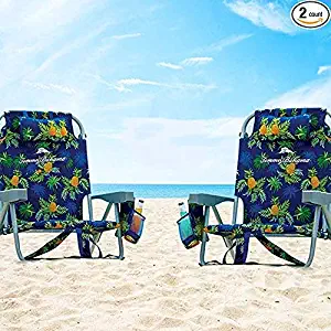 2 Tommy Bahama Backpack Beach Chairs Blue/Pineapple